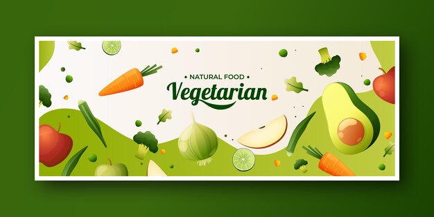 Plantilla de portada de redes sociales de comida vegetariana degradada