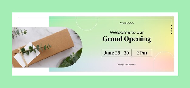 Plantilla de portada de redes sociales degradada para gran inauguración de negocios