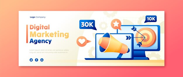 Plantilla de portada de redes sociales degradadas para agencia de marketing