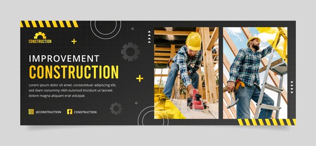 Plantilla de portada de redes sociales degradadas para dominio de construcción