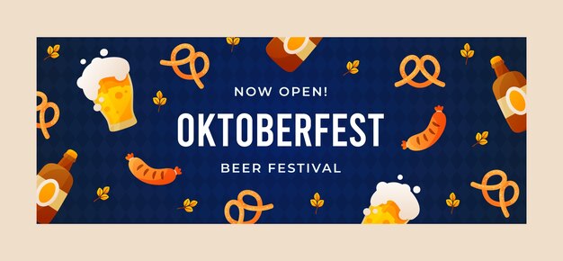Plantilla de portada de redes sociales degradadas para el festival oktoberfest