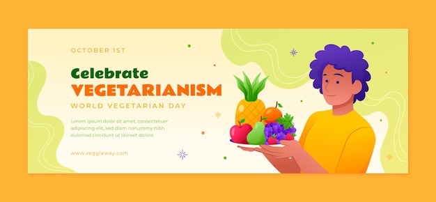 Vector gratuito plantilla de portada de redes sociales degradados para la celebración del día mundial del vegetariano