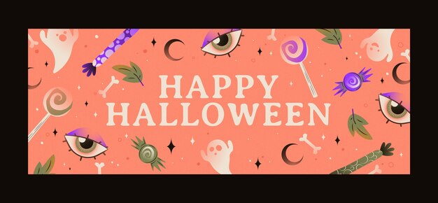 Plantilla de portada de redes sociales degradados para la temporada de halloween