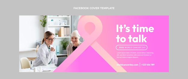 Plantilla de portada de redes sociales del día mundial del cáncer degradado