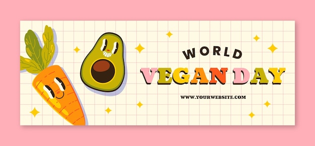 Vector gratuito plantilla de portada de redes sociales del día mundial vegano