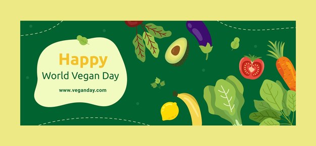 Plantilla de portada de redes sociales del día mundial vegano
