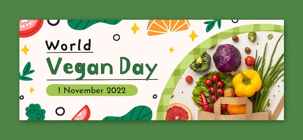 Plantilla de portada de redes sociales del día mundial vegano