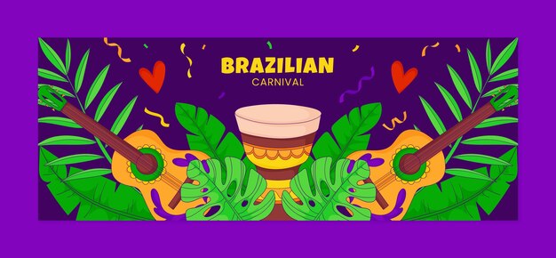 plantilla de portada de redes sociales dibujada a mano para el carnaval brasileño