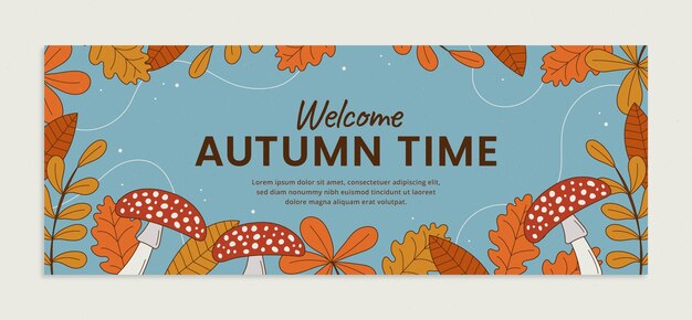 Plantilla de portada de redes sociales dibujada a mano para celebración de otoño