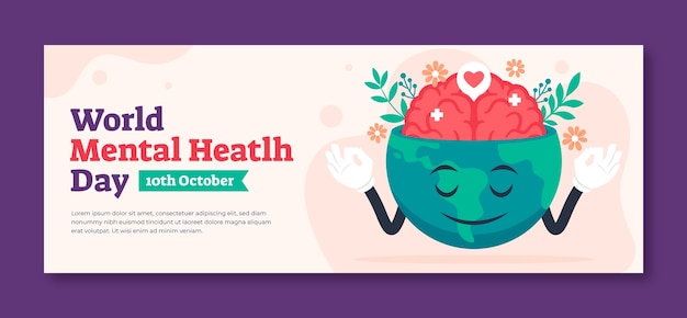 Vector gratuito plantilla de portada de redes sociales dibujada a mano para el día mundial de la salud mental