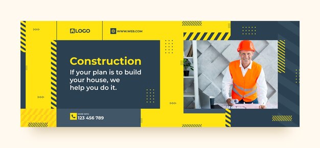 Plantilla de portada de redes sociales para dominio de construcción