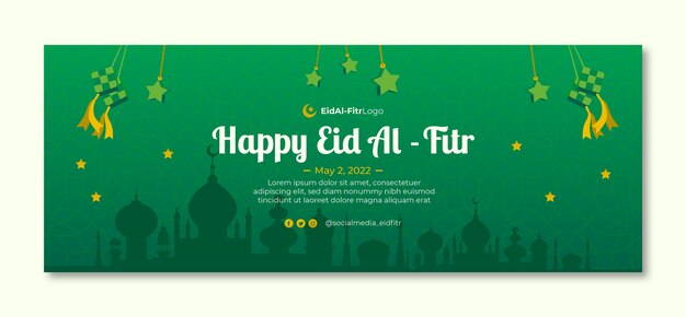 Plantilla de portada de redes sociales de eid al-fitr degradado