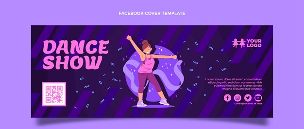 Plantilla de portada de redes sociales de espectáculo de baile plano