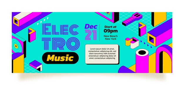 Plantilla de portada de redes sociales de evento de música electrónica