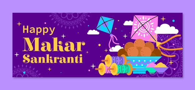 Plantilla de portada de las redes sociales para el festival Makar Sankranti