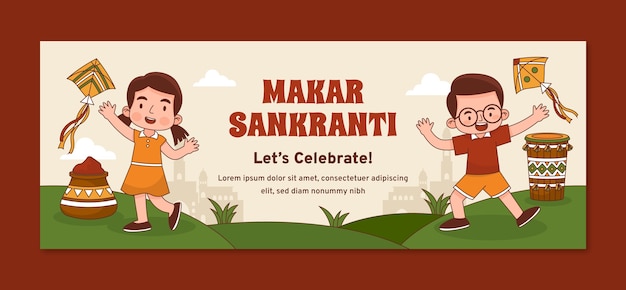 Vector gratuito plantilla de portada de las redes sociales para el festival makar sankranti