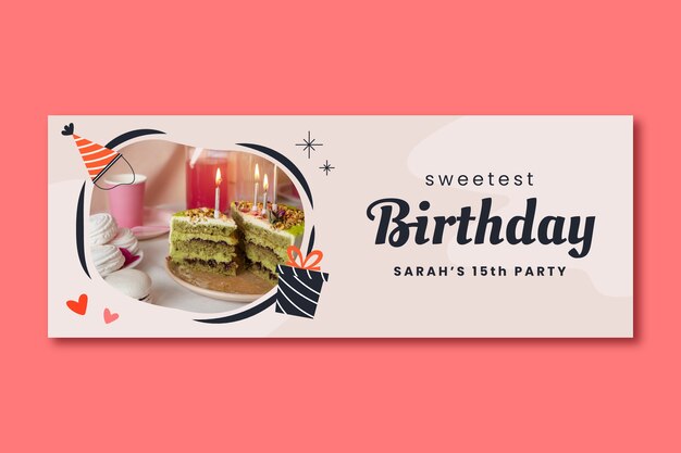 Plantilla de portada de redes sociales de fiesta de cumpleaños para niños