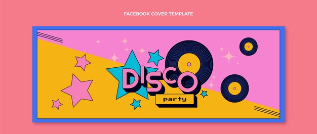 Plantilla de portada de redes sociales de fiesta disco retro plana