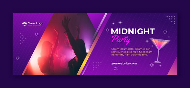 Plantilla de portada de redes sociales de fiesta de discoteca y vida nocturna