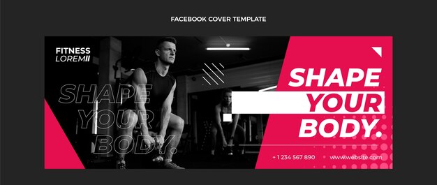 Plantilla de portada de redes sociales de fitness plano