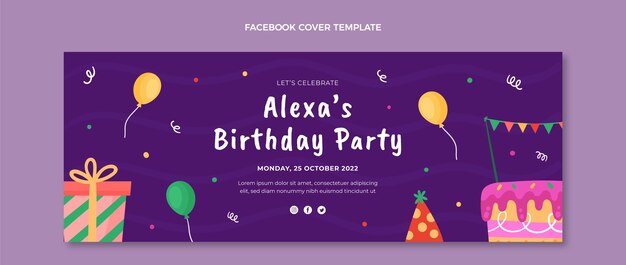 Plantilla de portada de redes sociales de flat sweet dieciséis