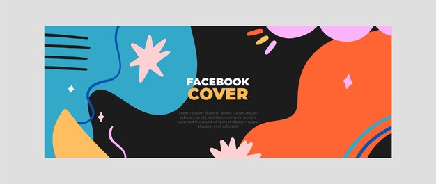 Plantilla de portada de redes sociales de formas abstractas dibujadas a mano
