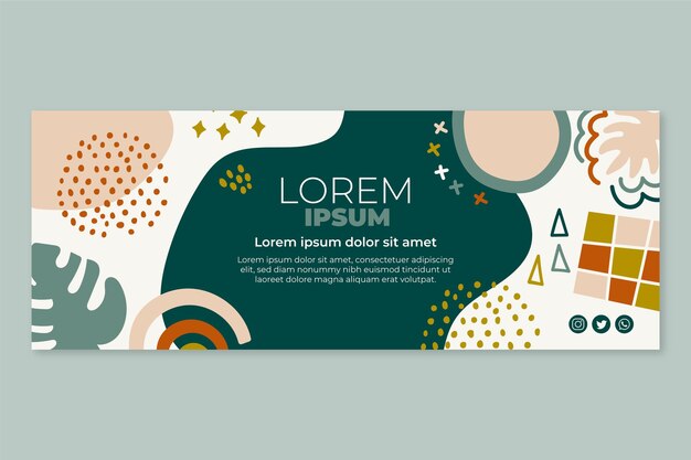 Plantilla de portada de redes sociales de formas abstractas planas dibujadas a mano
