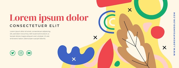 Plantilla de portada de redes sociales de formas abstractas planas dibujadas a mano