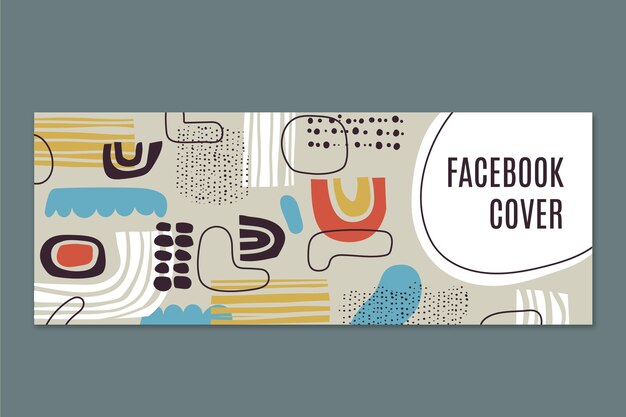 Plantilla de portada de redes sociales de formas abstractas planas dibujadas a mano