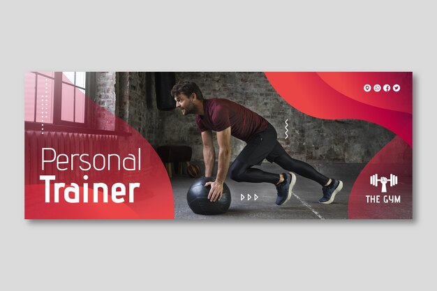 Plantilla de portada de redes sociales de gimnasio degradado