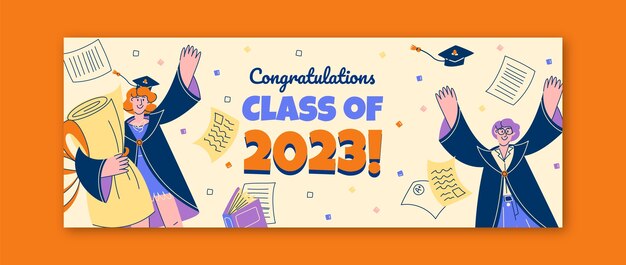 Plantilla de portada de redes sociales para la graduación de la clase de 2023
