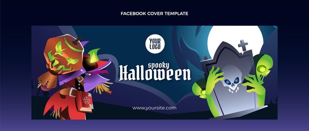 Vector gratuito plantilla de portada de redes sociales de halloween degradado