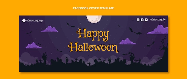 Plantilla de portada de redes sociales de halloween degradado