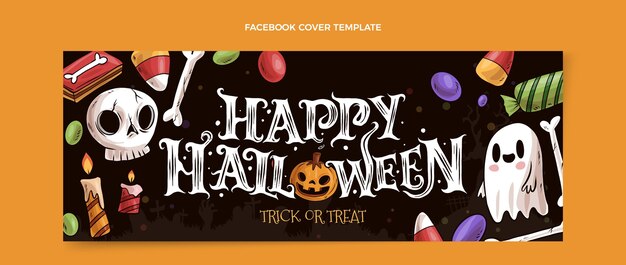 Plantilla de portada de redes sociales de halloween dibujada a mano