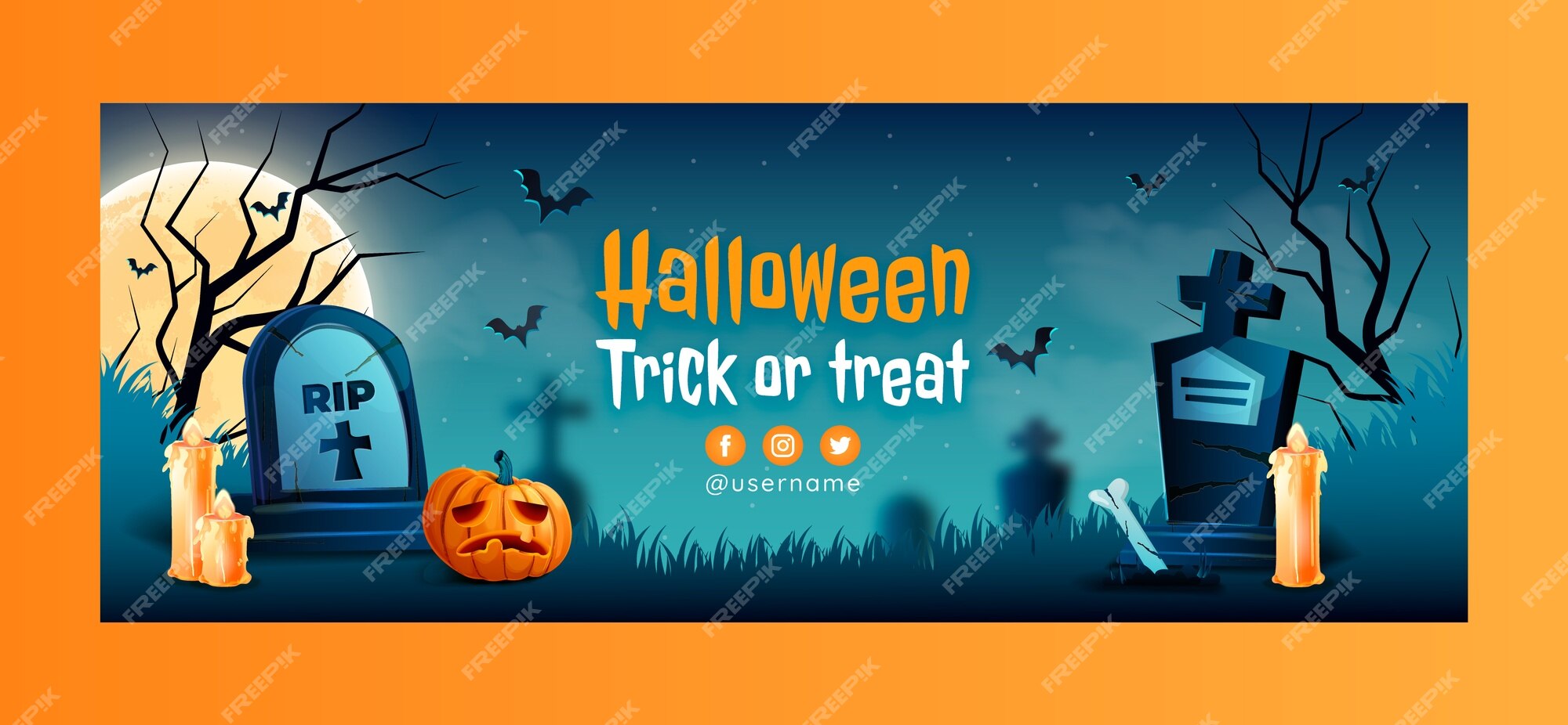 Plantilla de portada de redes sociales de halloween realista | Vector Gratis