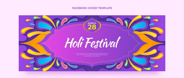 Plantilla de portada de redes sociales de holi degradado