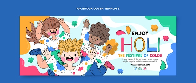 Vector gratuito plantilla de portada de redes sociales holi realista