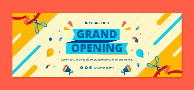Plantilla de portada de redes sociales para inauguración de negocios