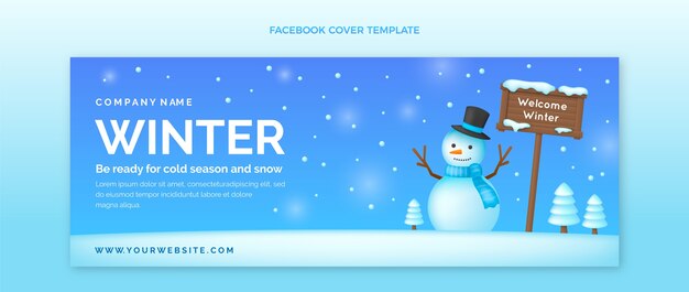 Plantilla de portada de redes sociales de invierno degradado