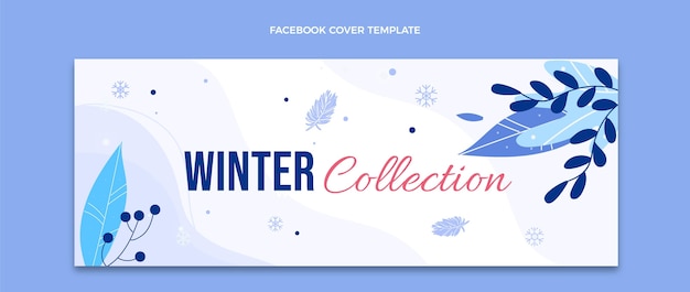 Plantilla de portada de redes sociales de invierno plano