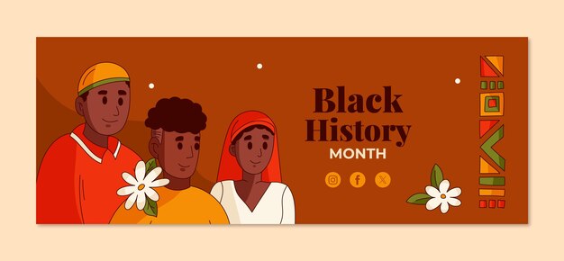 Plantilla de portada de las redes sociales para el mes de la historia negra