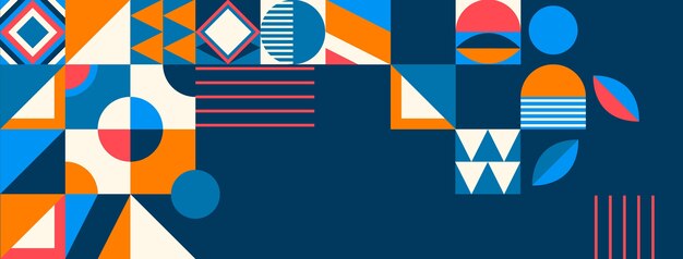 Plantilla de portada de redes sociales de mosaico plano