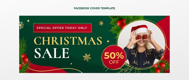 Plantilla de portada de redes sociales de navidad degradada