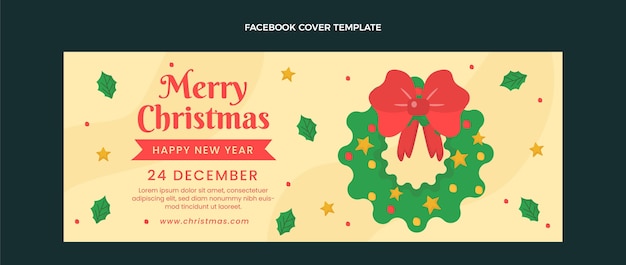 Vector gratuito plantilla de portada de redes sociales de navidad plana dibujada a mano