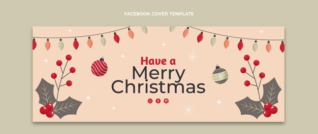 Plantilla de portada de redes sociales de navidad plana dibujada a mano