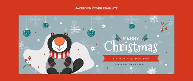 Plantilla de portada de redes sociales de navidad plana dibujada a mano
