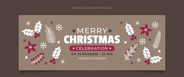 Plantilla de portada de redes sociales de navidad plana dibujada a mano