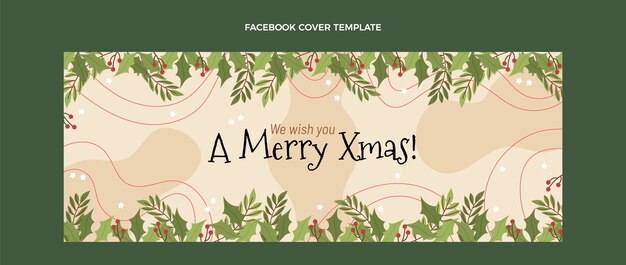 Plantilla de portada de redes sociales de navidad plana dibujada a mano