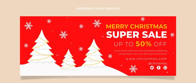 Plantilla de portada de redes sociales de navidad plana