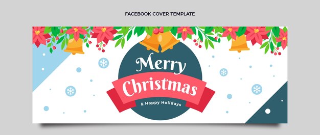 Plantilla de portada de redes sociales de navidad plana